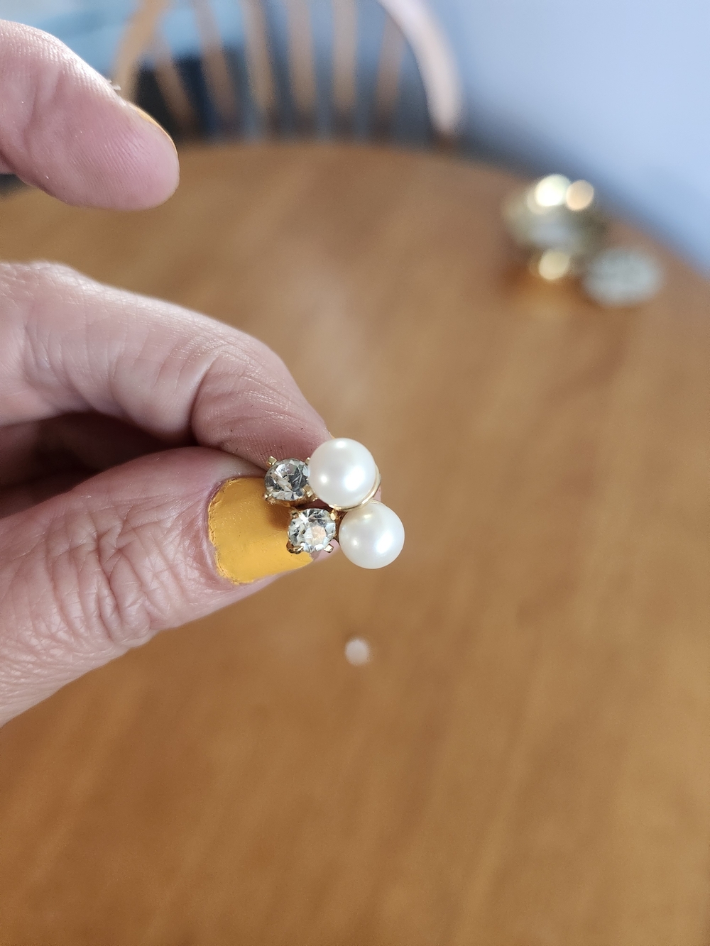 Vintage Gold Pearl & Rhinestone Cluster Stud Earrings